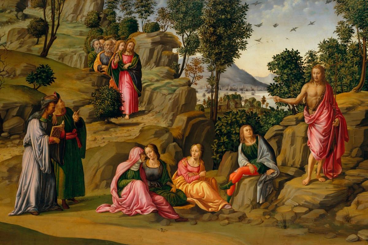 Francesco Granaccin (1469–1543) maalauksessa Johannes Kastaja saarnaa, kun Jeesus saapuu kasteelle. 