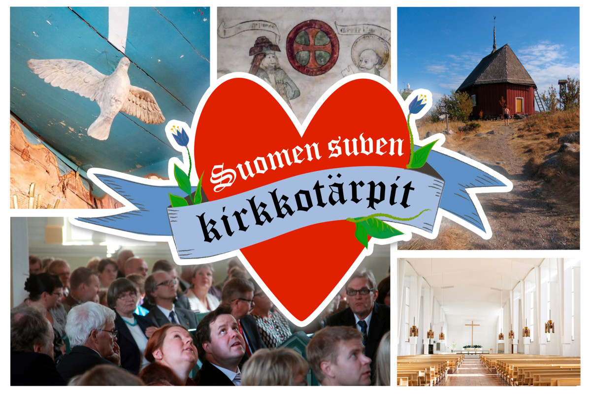 Kuva: Maija Saari. Lähdekuvat: Sari Karvonen/Kempeleen seurakunta, Paimion seurakunta, Heikki Kotilainen/Toivakan lähikirkkoalue-Jyväskylän seurakunta, Katja Lösönen/Seinäjoen kaupunki ja Maija Saari