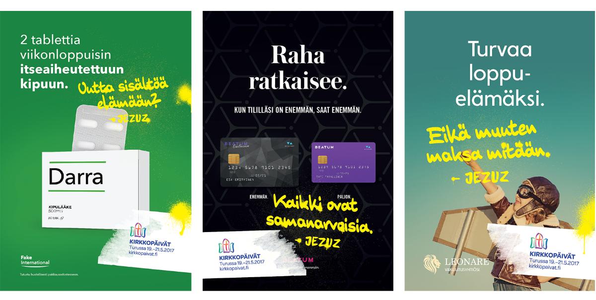 Muita Turun kirkkopäivien mainoskuvia.