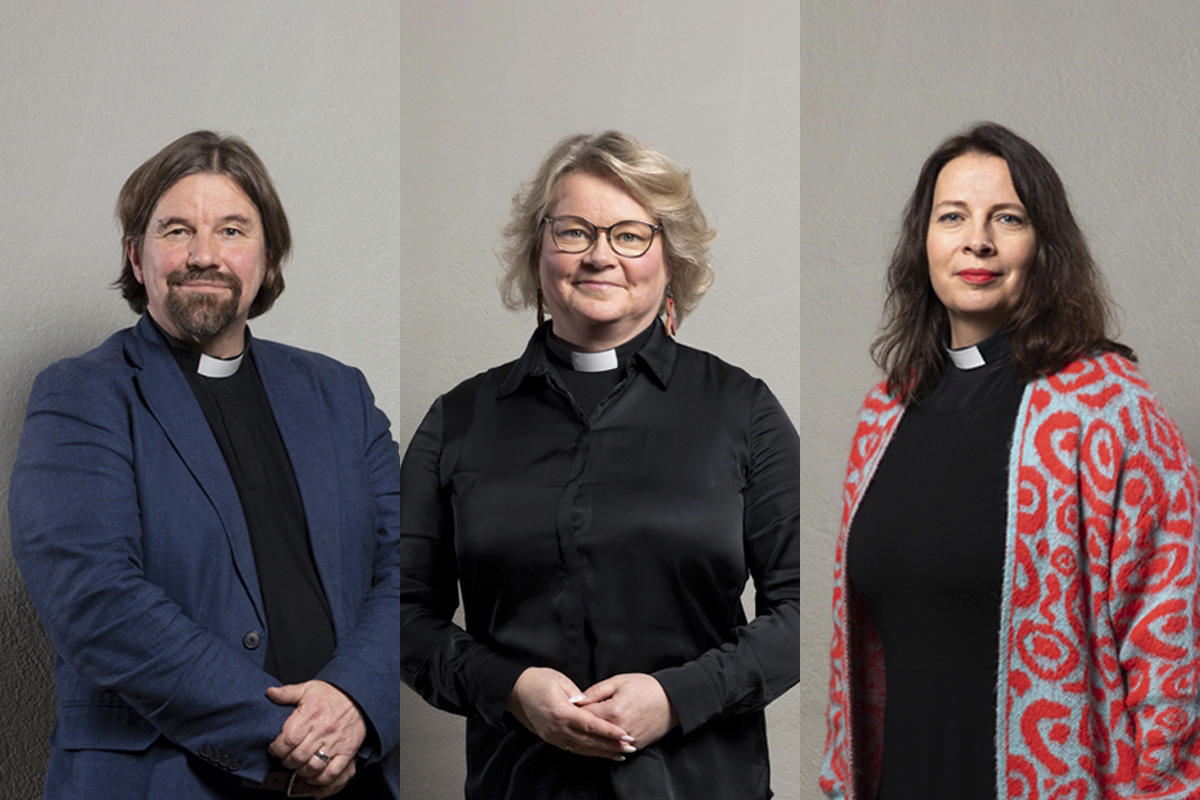 Kari Kanala, Mari Mattsson ja Päivi Vähäkangas hakevat Helsingin tuomiokirkkoseurakunnan kirkkoherraksi. 