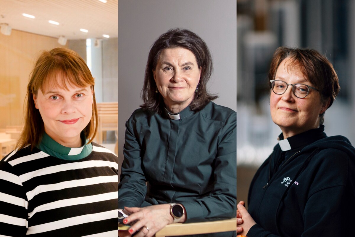 Päivi Mäkinen Tikkurilan seurakunnasta, Sirkka Väätäinen Korson seurakunnasta ja Tiina László Vantaankosken seurakunnasta kertovat, että kaupunkilaisten taloudelliset tilanteet ovat käyneet yhä hankalammiksi. Kuvat: Jussi Helttunen, Sirpa Päivinen ja Jani Laukkanen.