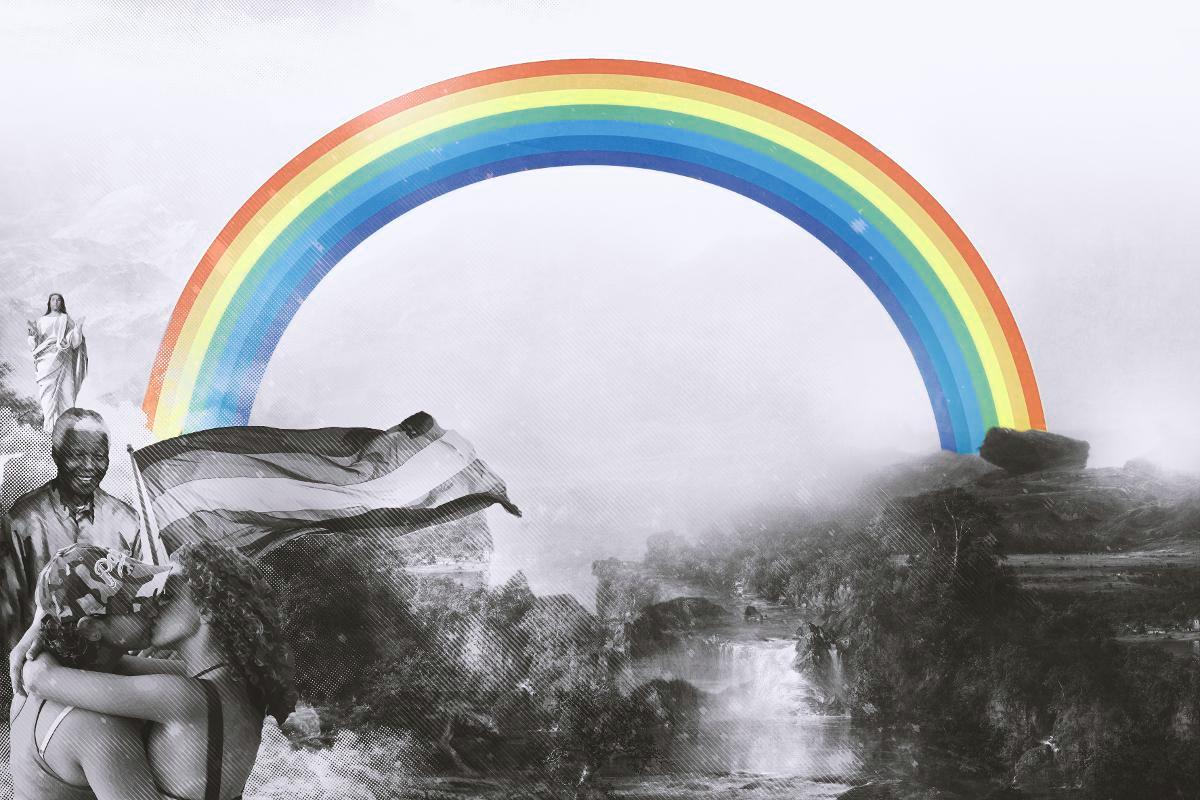 Sateenkaarisymbolin juuret ovat kristillisessä taiteessa, mutta sitä käytetään myös muun muassa Pride-kulkueessa. Kuva: Hans Eiskonen