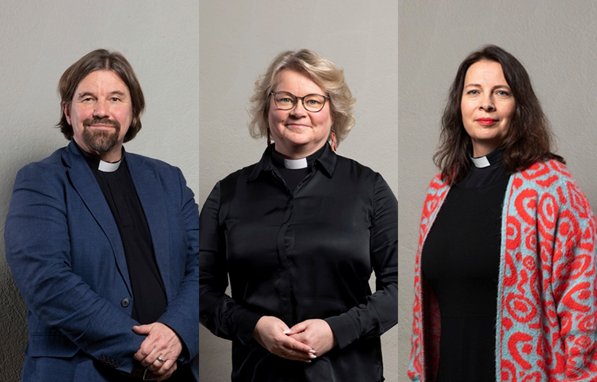Kari Kanala, Mari Mattsson ja Päivi Vähäkangas hakevat Helsingin tuomiokirkkoseurakunnan kirkkoherraksi. 