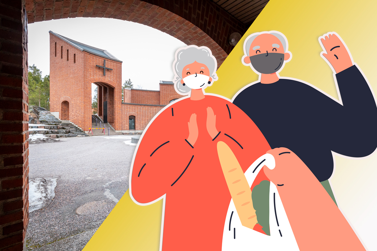 Leppävaaran kirkko on yksi keskuksista, joissa ruoka-apua varastoidaan.
