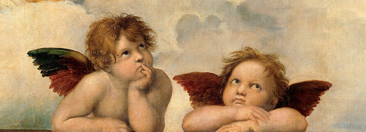 Rafaello Sanzio, yksityiskohta teoksesta Sikstiiniläismadonna (1512–14). Valokuva: Wikimedia commons