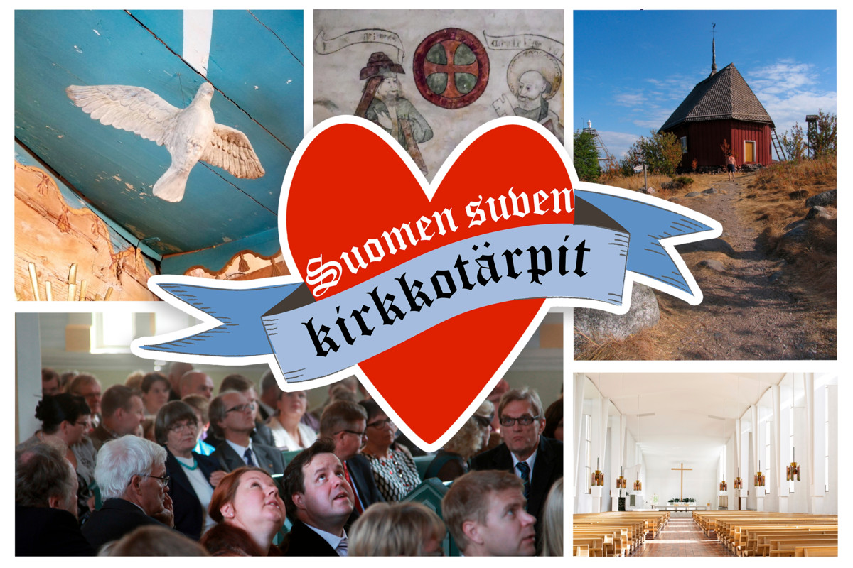 Kuva: Maija Saari. Lähdekuvat: Sari Karvonen/Kempeleen seurakunta, Paimion seurakunta, Heikki Kotilainen/Toivakan lähikirkkoalue-Jyväskylän seurakunta, Katja Lösönen/Seinäjoen kaupunki ja Maija Saari