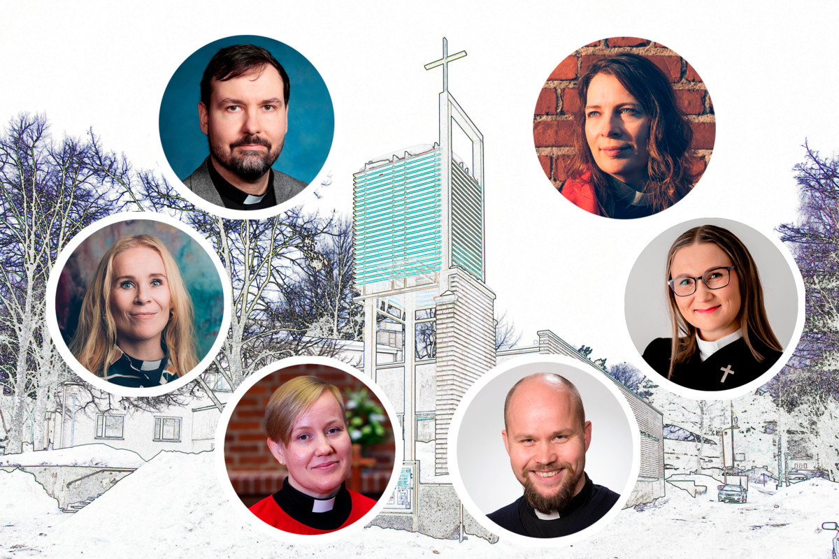 Anna-Kaisa Tenhunen, Otto Alanen, Kaisa Yletyinen, Stiven Naatus, Päivi Vähäkangas ja Laura Leverin tahtovat Munkkiniemen seurakunnan johtoon. Kaisa Yletyisen kuvasi Arto Vallivirta, Päivi Vähäkankaan ja Anna-Kaisa Tenhusen Antti Rintala, Otto Alasen Juha Laitalainen ja Laura Leverinin Laura Kallahti.