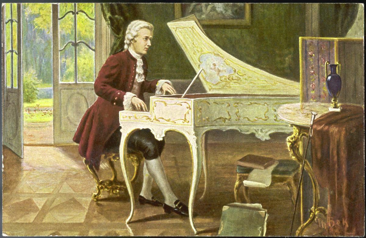 Kontrasteja. Wolfgang Amadeus Mozart oli kepeä pilailija, jonka Amadeus-nimikin oli vitsi. Elämässään hän koki paljon menetyksiä. Neljä hänen kuudesta lapsestaan menehtyi. Kuva: Mary Evans Picture Library