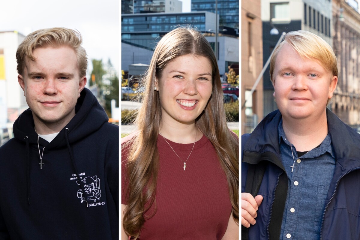Juho Hakkarainen (vas.) toimii Hakunilan seurakunnan vaikuttajaryhmässä, Hilda Lindfors Tapiolan seurakunnan. Nuutti Hurme toimi aiemmin nuorten vaikuttajaryhmän puheenjohtajana Herttoniemen seurakunnassa, nyt hän on mukana Helsingin seurakuntayhtymän nimittämässä nuorten vaikuttajaryhmässä.