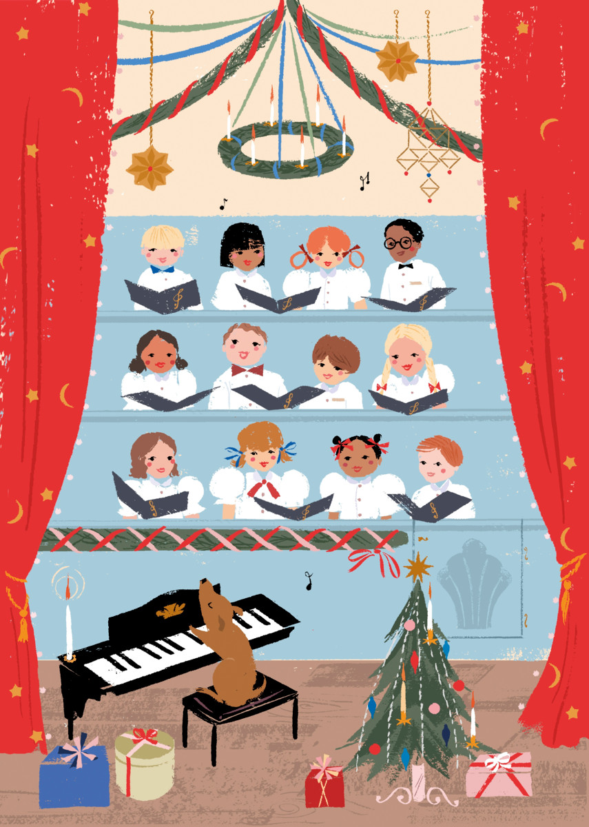 Tämän vuoden joulukalenterin on kuvittanut kuvittaja Mirva Malmgren. Adventtikalenteri jaetaan evankelis-luterilaiseeen kirkkoon kuuluvien koteihin pääkaupunkiseudulla.