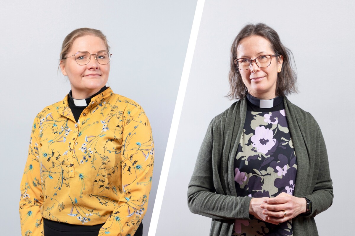 Heidi Zitting (vas.) ja Elina Hellqvist on valittu soveltuvuustestiin espoolaisen Tapiolan seurakunnan kirkkoherranvaalissa.