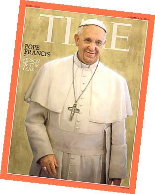 Time-lehti valitsi paavi Franciscuksen vuoden henkilöksi.