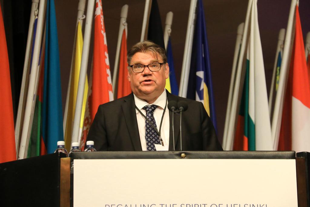 Timo Soini Euroopan turvallisuus- ja yhteistyöjärjestön kokouksessa viime heinäkuussa. Kuva: OSCE Parliamentary Assembly 