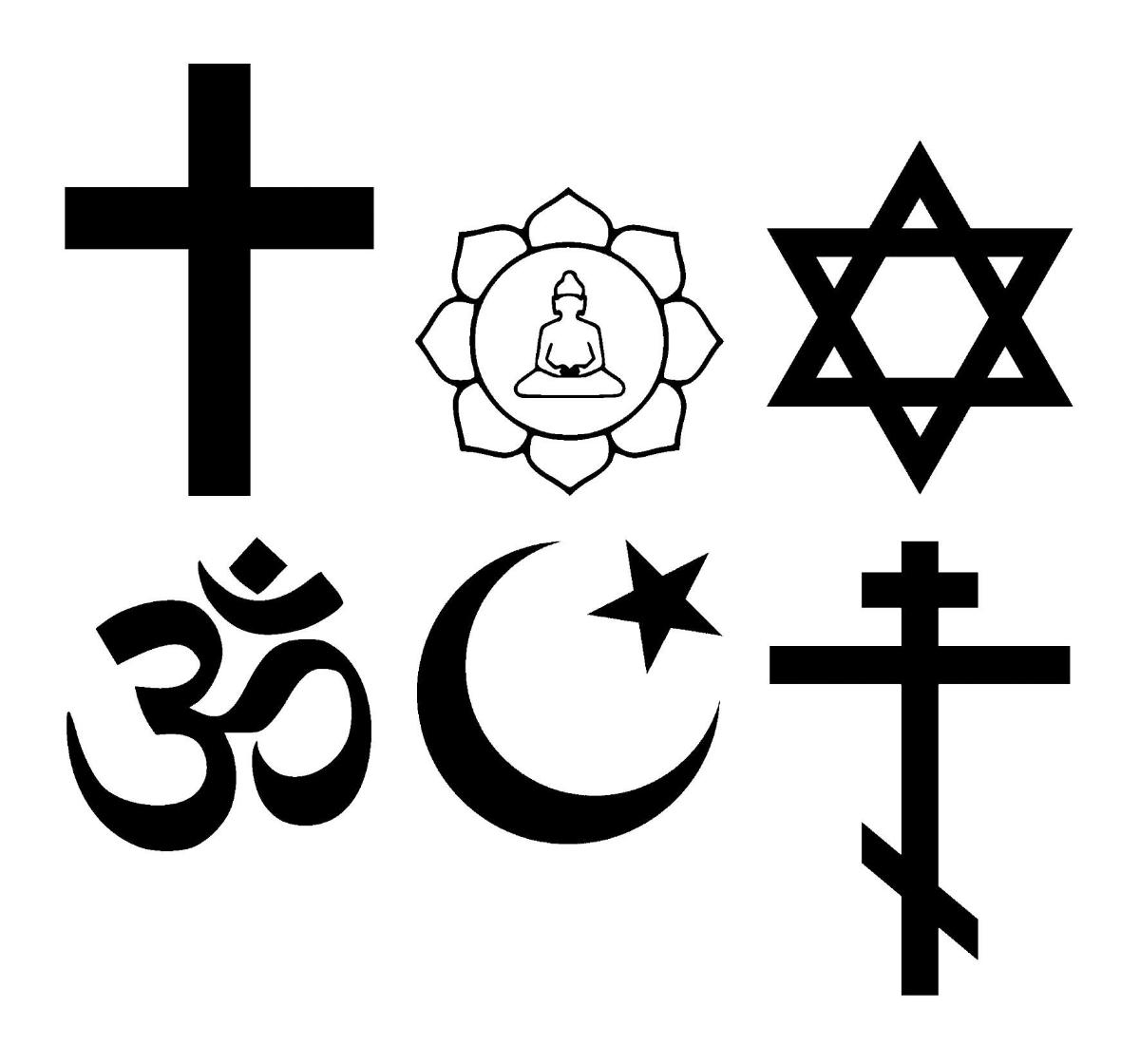 Yhteisiä tunteja. Kulosaaren yhteiskoulussa on opetettu kahden lukuvuoden ajan katsomusaineita yhdessä. Kuvassa olevat symbolit liittyvät ylävasemmalta alkaen lännen kirkkoon, buddhalaisuuteen, juutalaisuuteen, hindulaisuuteen, islamiin ja ortodoksiseen kirkkoon.