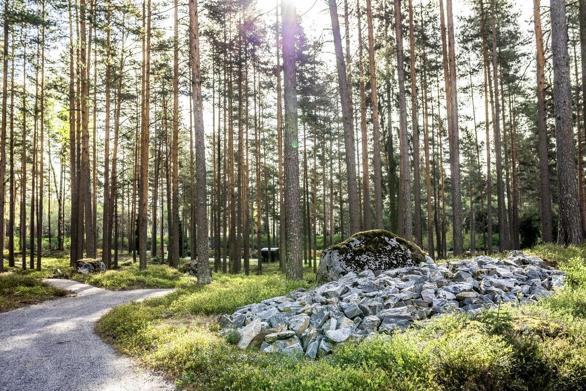 Sirottelualue on tehty luonnonkivistä.