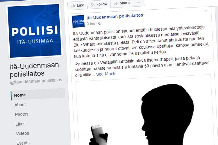 Kuvakaappaus Itä-Uudenmaan poliisin Facebook-sivulta