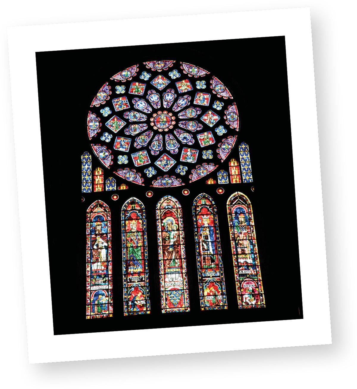 Chartres´n katedraalin lasimaalaus. Kuva:iStock.