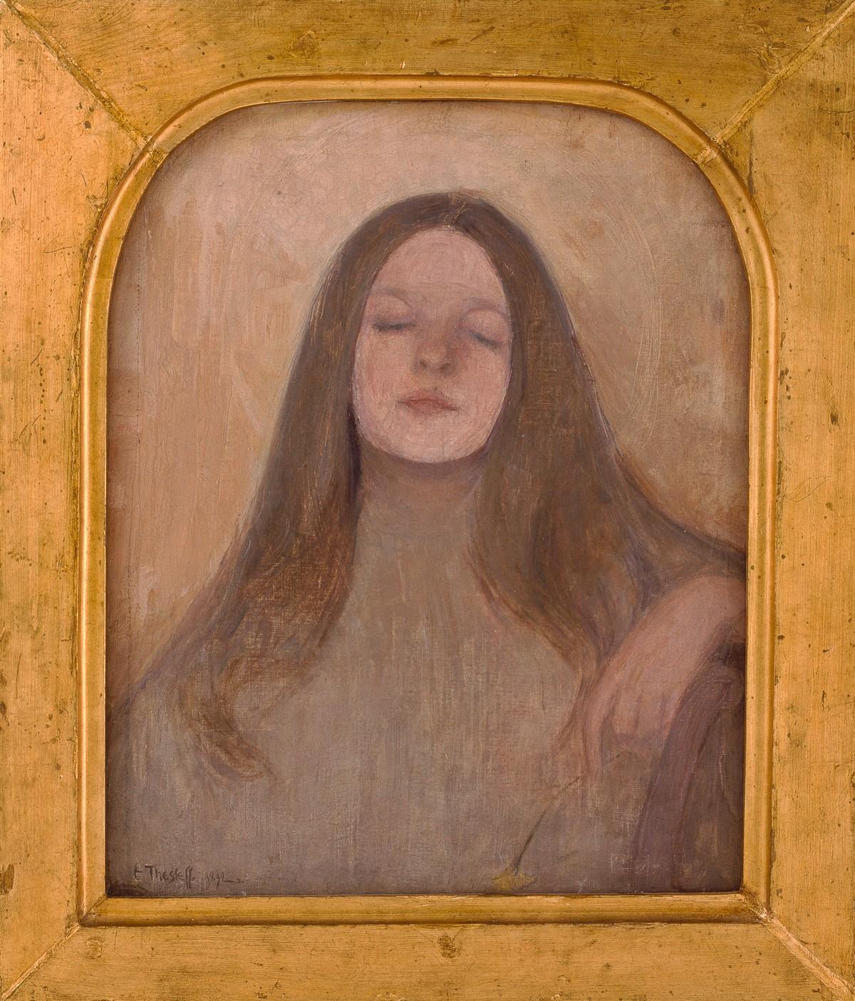 Thyra Elisabeth vuodelta 1892 on Ellen Thesleffin symbolistisen kauden tärkeimpiä teoksia. Kuva Helsingin taidemuseo.