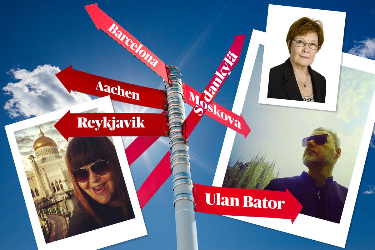 Annakaisa Vääräniemi, Eva-Riitta Siitonen ja Jaakko Selin pysähtyvät reissuillaan usein kirkossa.