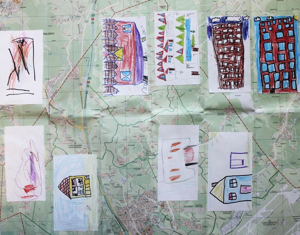 Lasten piirrokset Vantaan kartalla päätyivät aikakapseliin.