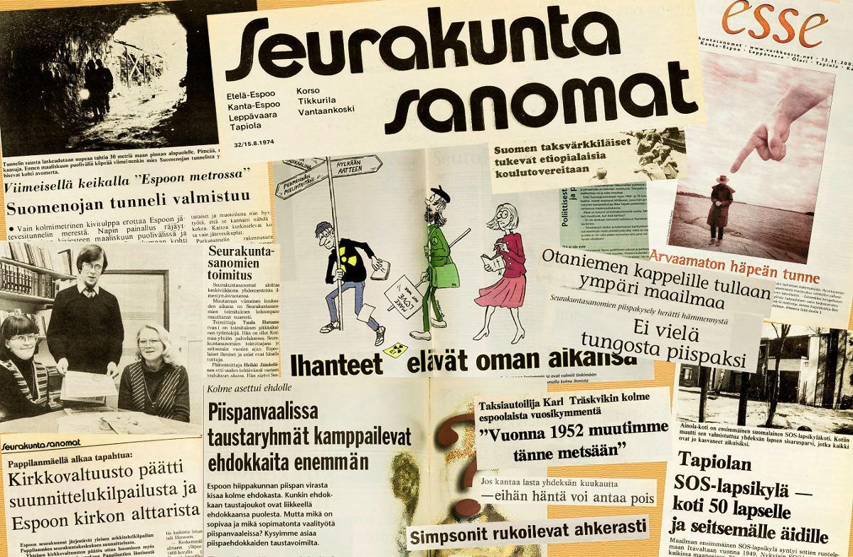 45 vuoden taival. Espoon seurakuntasanomat alkoi ilmestyä tammikuussa 1972. Kuva: Skannattu