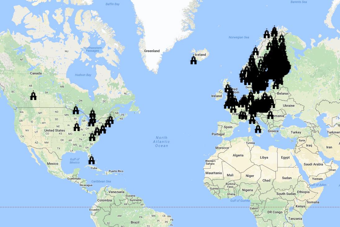 Aleppon kellojen soittaminen levisi Kalliosta yli 800 kirkkoon ympäris maailmaa. Kuvakaappaus osoitteesta evl.fi/alepponkellot/