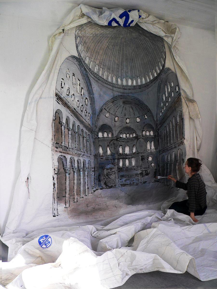 Hagia Sofia on yksi Tiina Vainion taidenäyttelyn uskontojen pyhyyttä kuvaavista teoksista. Kuva: Tiina Vainio