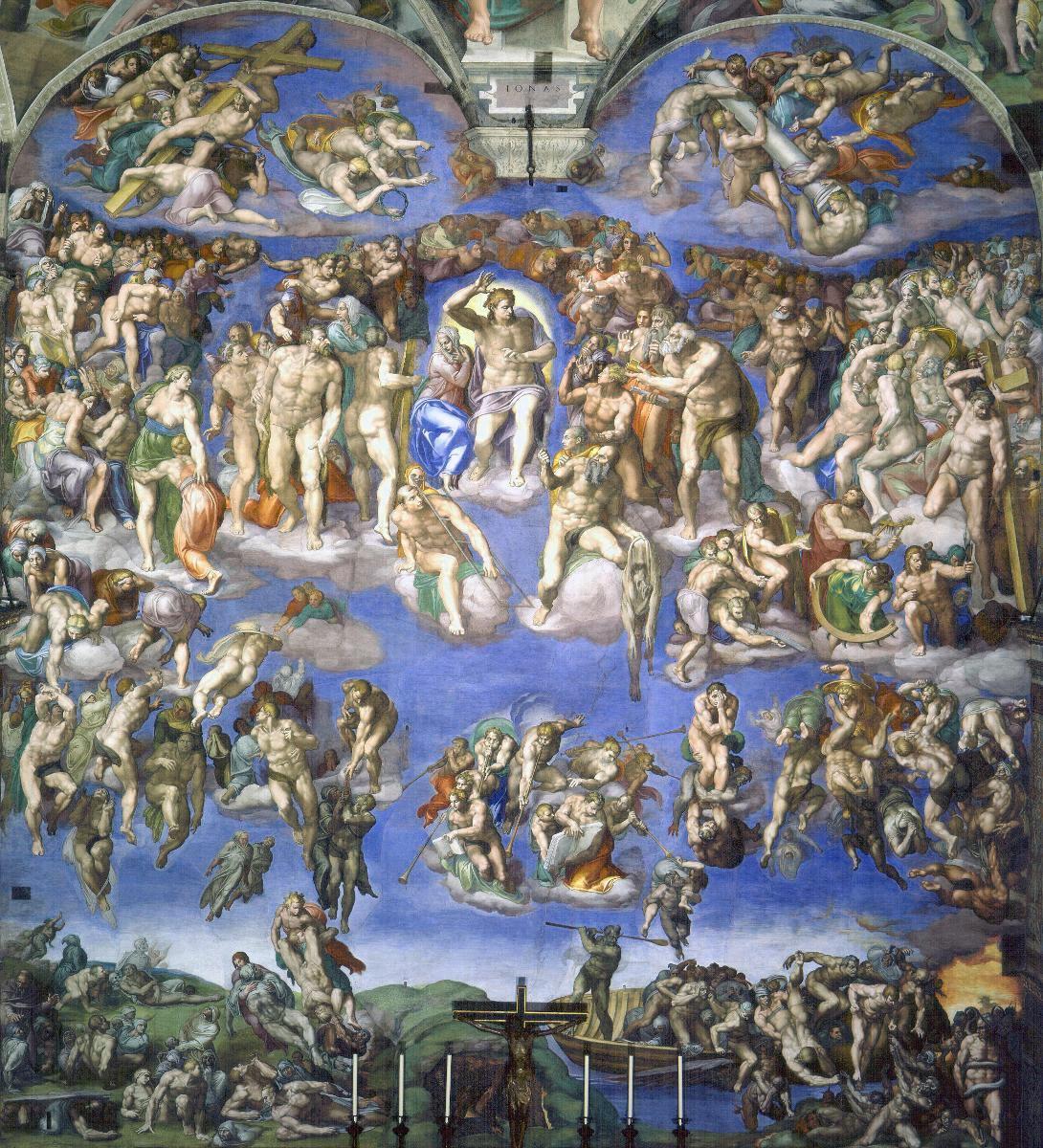 Autuaat ja kadotetut. Michelangelon Viimeinen tuomio on nähtävillä Sikstuksen kappelissa Vatikaanissa. Kuva: Michelangelo / Wikimedia Commons