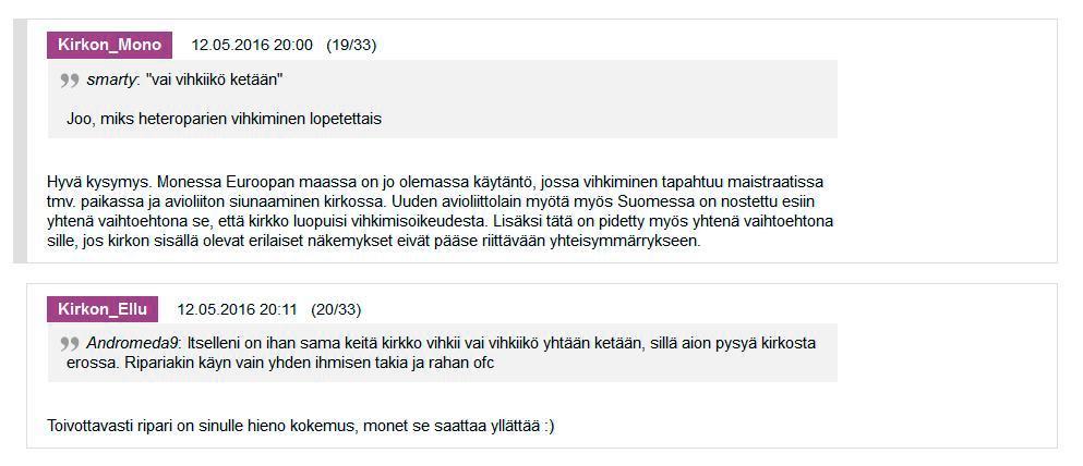 Demi.fi:n Syvälliset-palstalla on keskusteltu muun muassa siitä, pitäisikö kirkon vihkiä samaa sukupuolta olevia pareja. Kuva: Demi.fi