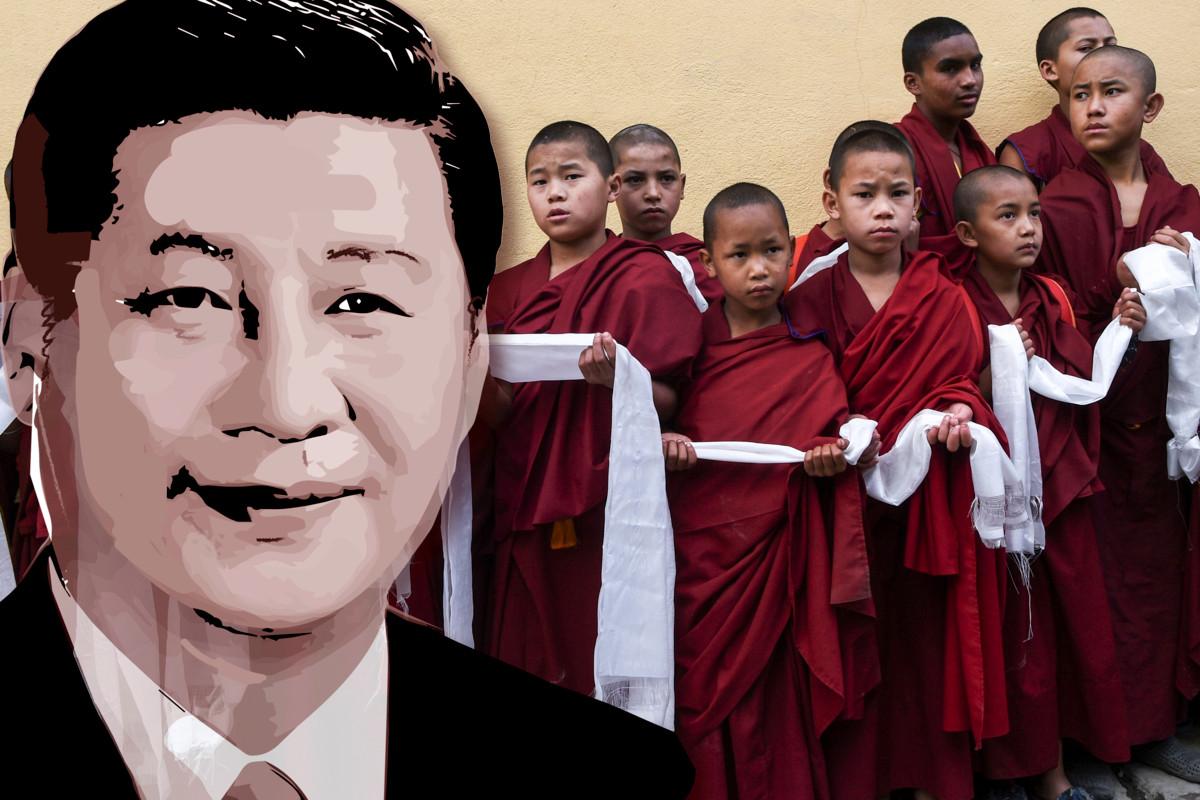 Tiibetiläisen munkkiluostarin noviiseja Nepalin pääkaupungissa Kathmandussa. Yli tuhat munkkia osallistui rauhanrukoukseen Tiibetin kansannousun muistopäivänä 10.3. Kiinan presidentti Xi Jinpingin aikana Tiibetin uskonnonvapaustilanne on entuudestaan heikentynyt.
