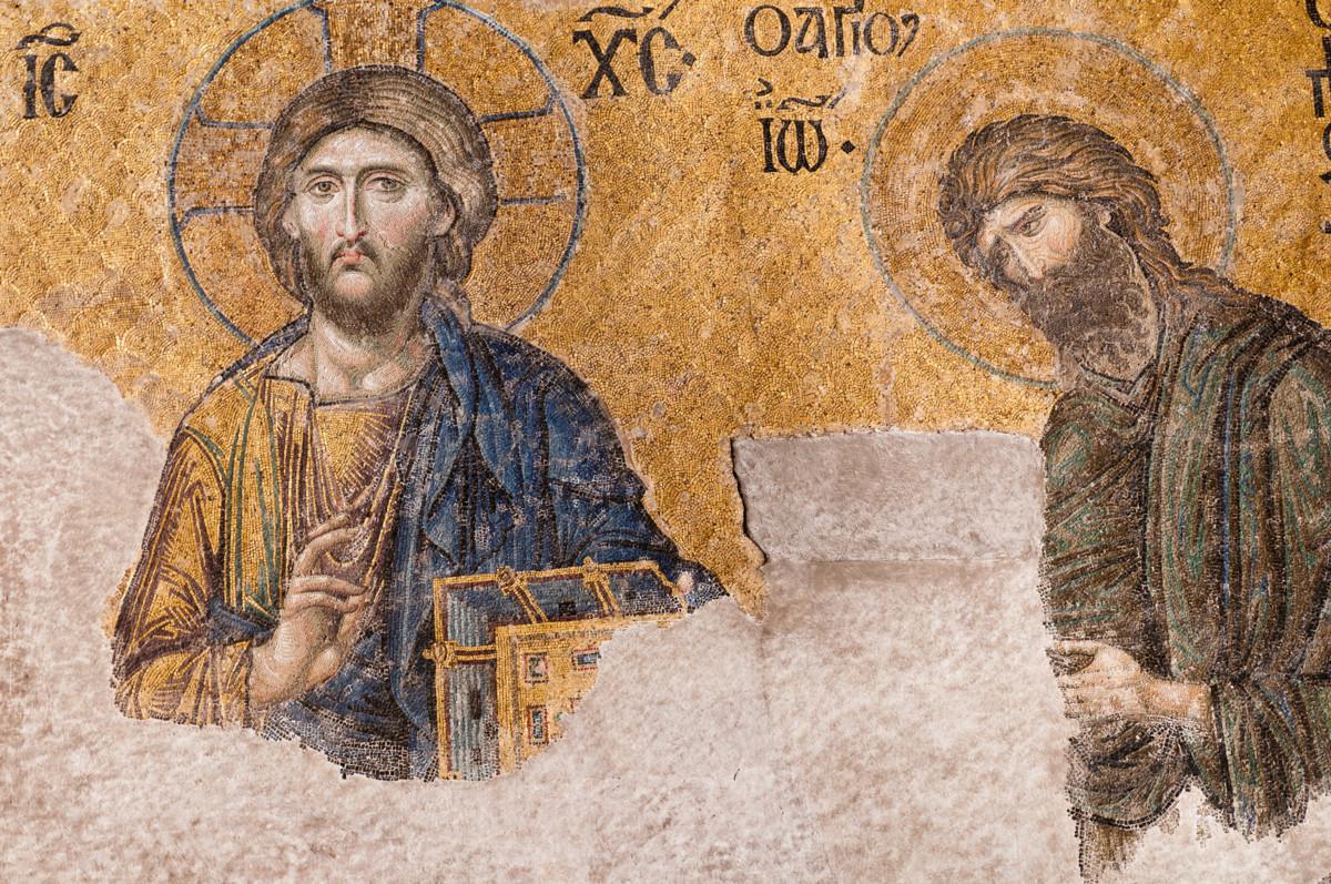 Jeesus ja Johannes Kastaja mosaiikissa Hagia Sofian museossa Istanbulissa. Kuva: Istock