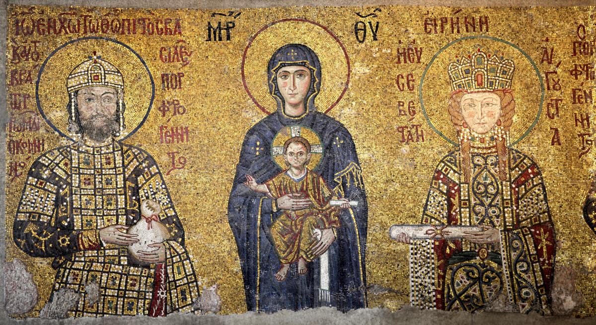 Mosaiikkityö Hagia Sofiasta. Teoksen on arvioitu olevan 1100-luvulta.