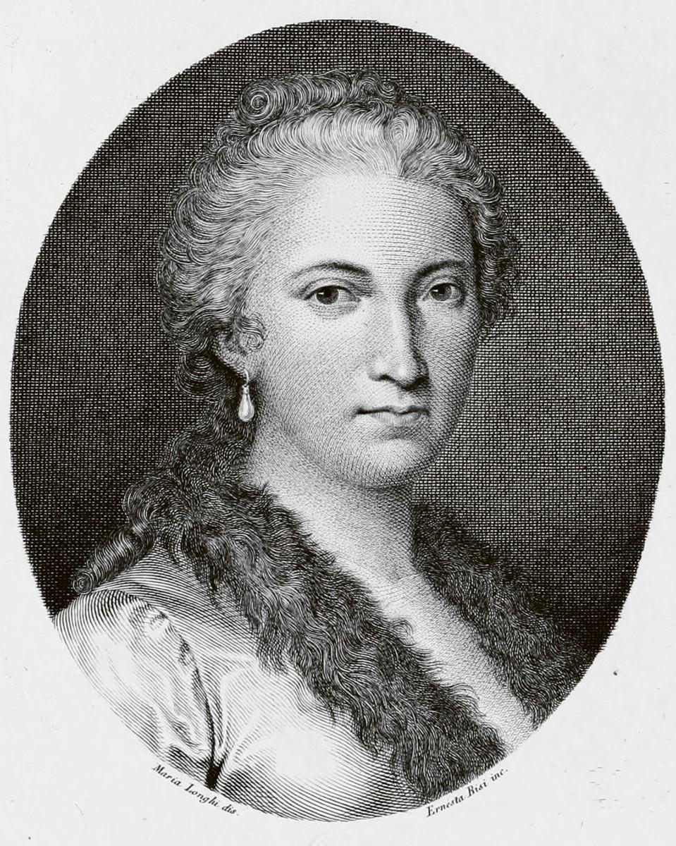 Maria Gaetana Agnesi. Kuva: kuvitus vuodelta 1812, Wikimedia Commons