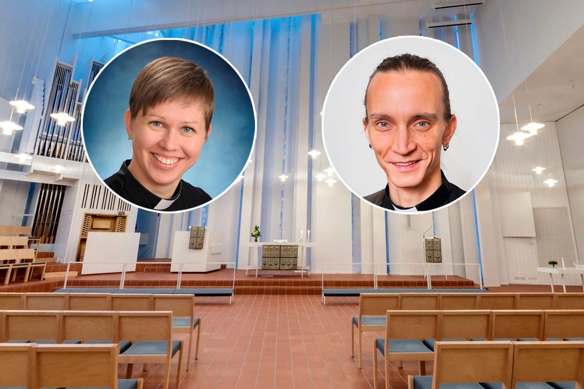 Pakilan kirkkoherraksi pyrkivät Tiia Valve-Tuovinen ja Henrik Wikström.