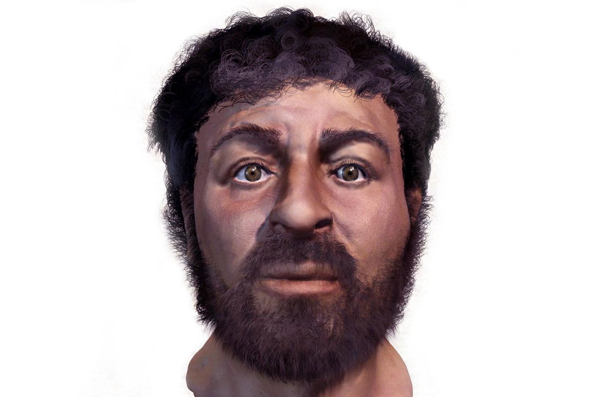 Raamattu ei kerro, minkä näköinen Jeesus oli. Vuonna 2001 brittiläisessä Son of God -dokumenttisarjassa esitettiin rekonstruktio siitä, miltä Jeesus olisi voinut näyttää. Richard Neaven tekemässä rekonstruktiossa käytettiin oikeuslääketieteellisen antropologian tekniikoita. Se perustui arkeologisissa kaivauksissa löydettyihin pääkalloihin, jotka ovat peräisin Jeesuksen aikalaisilta hänen kotiseudultaan. Kallojen perusteella arvioitiin myös, että Jeesus olisi ollut noin 150 cm pitkä ja painanut noin 50 kg. Kuva: BBC Photo Library.