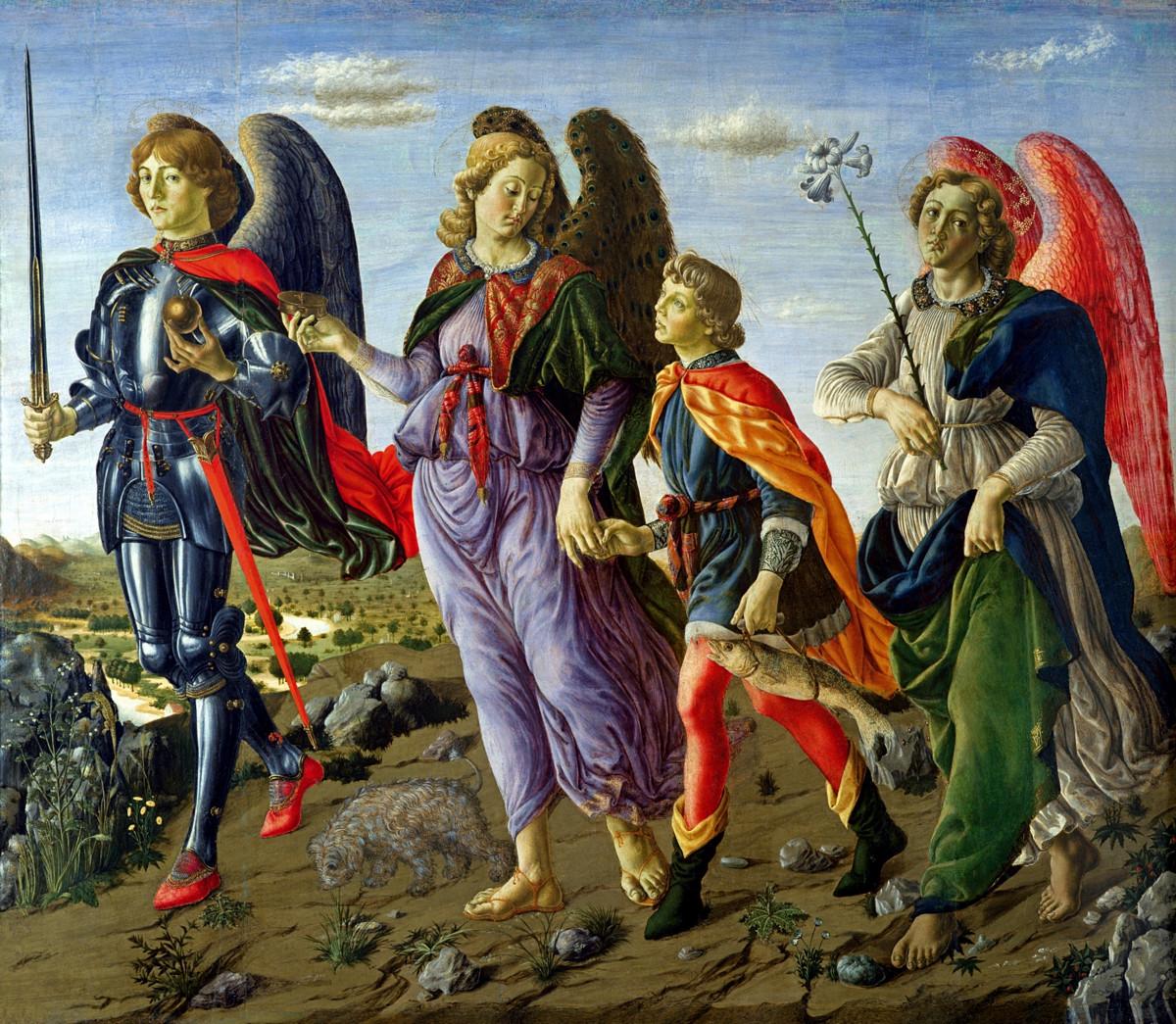 Francesco Botticini maalasi arkkienkelit Mikaelin, Rafaelin ja Gabrielin vuonna 1470.