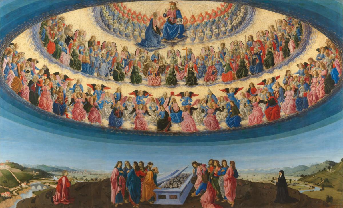 Francesco Botticini maalasi 1400-luvulla enkelien kolme hierarkiaa ja yhdeksän järjestystä.