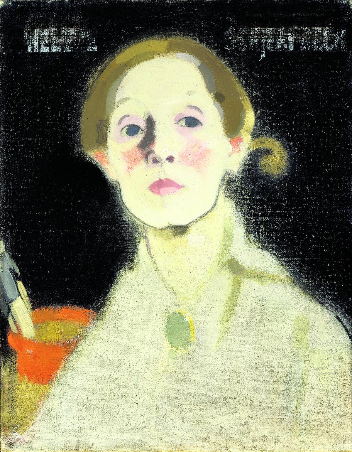 Minun tieni. Eikö tässä omakuvassa katsokin levollinen taiteilija, joka on löytänyt oman kutsumuksensa? Helene Schjerfbeck: Mustataustainen omakuva (1915), Ateneumin taidemuseo.