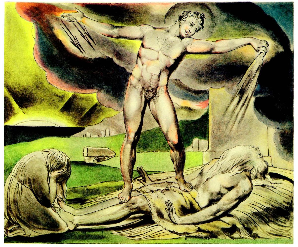 Saatana runtelee Vanhan testamentin Jobia märkivillä paiseilla William Blaken 1800-luvun alun maalauksessa.