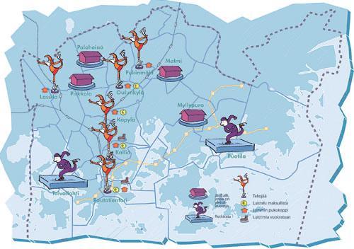 Luistinrata joka säälle. Jos pakkasta riittää, Helsingissä jäädytetään myös kymmeniä luonnonjääkenttiä. Niitä ei ole merkitty karttaan. Kuva:Toni Brantberg