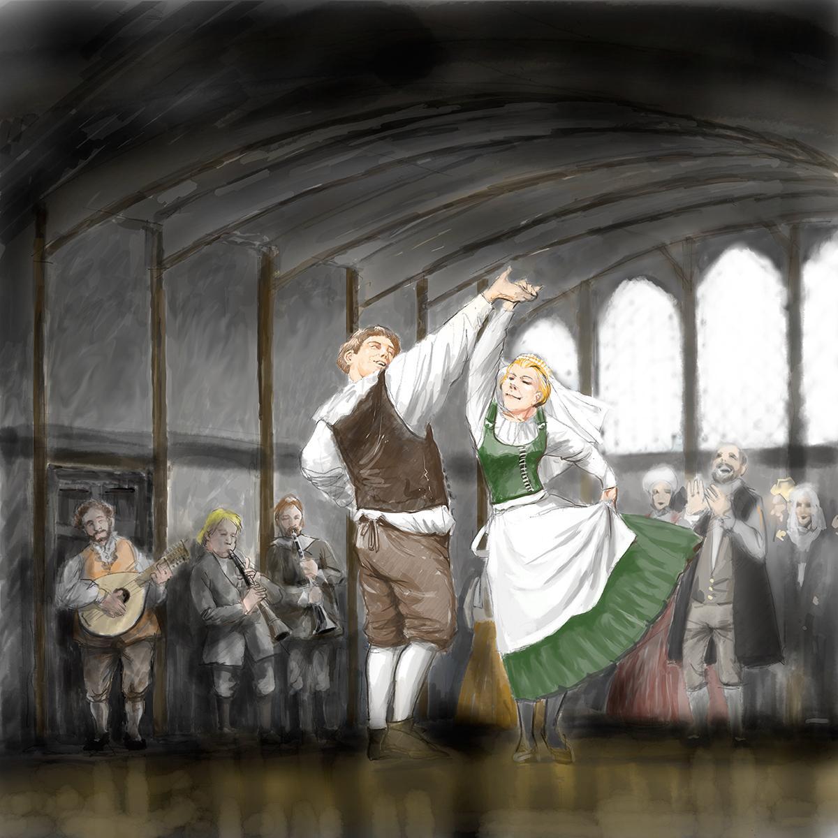 Martti Lutherin ja Katariina von Boran häitä tanssittiin Wittenbergin raatihuoneella kesällä 1525.